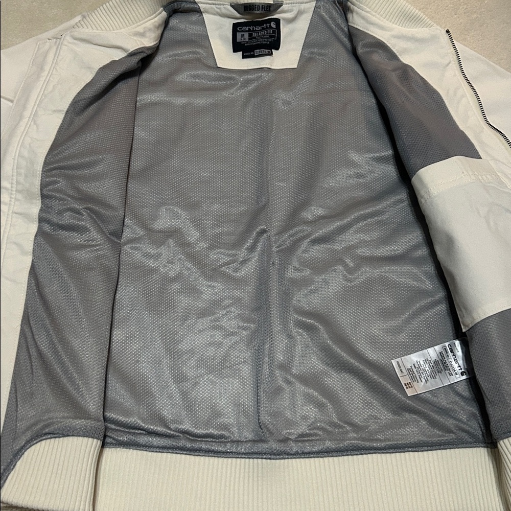 Carhartt Cream Bomber Jacket 012524-W size M Like New - Picture 5 of 8